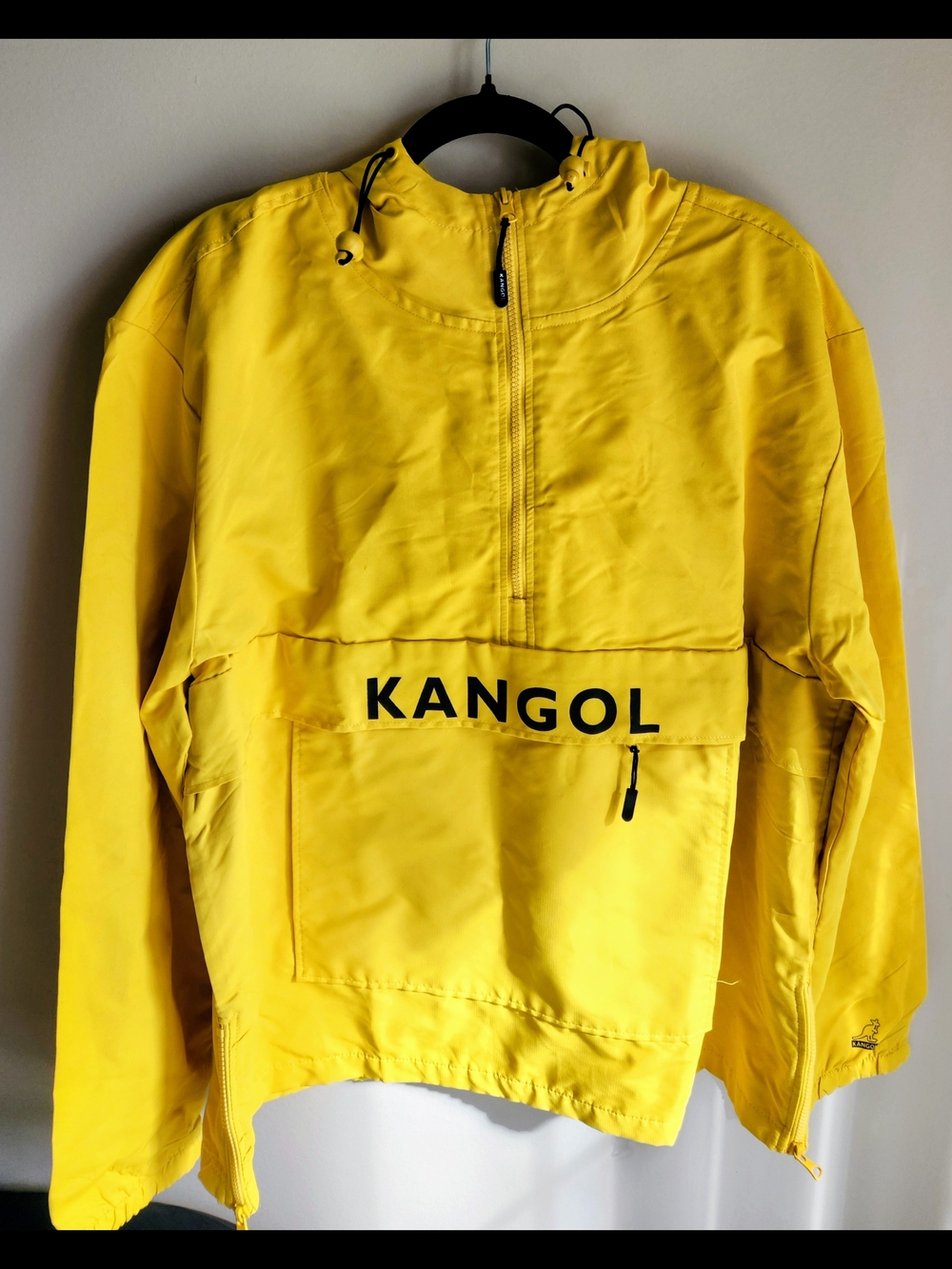 Kangol Mens Yellow Quarter-Zip Anorak Windbreaker Jacket Size XXL